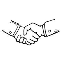 Handshake Doodle, a hand drawn vector doodle illustration of hands shaking to a mutual agreement in a business partnership.