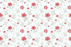 Delicate floral background. Cute red floral pattern in the small flower. Ditsy print. Seamless vector texture on a white background.