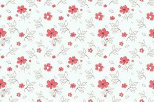 Delicate floral background. Cute red floral pattern in the small flower. Ditsy print. Seamless vector texture on a white background.