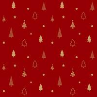 Seamless pattern of Christmas tree minimal style in red background vector