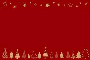 Red Christmas background with minimal Christmas trees, stars, and Christmas symbols vector