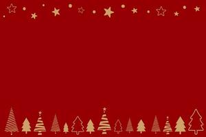 Red Christmas background with minimal Christmas trees, stars, and Christmas symbols vector