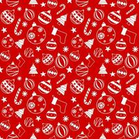Seamless pattern of Christmas ornaments in red background vector