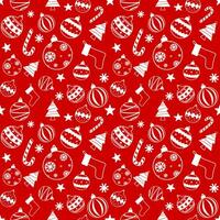 Seamless pattern of Christmas ornaments in red background vector