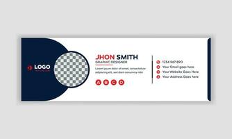 Corporate email signature for all business. red and blue shape with white background, unique vector design template.