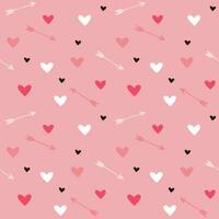 Valentines day seamless pattern with hearts and arrows vector