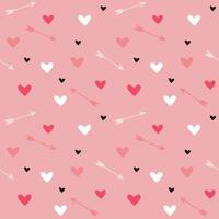 Valentines day seamless pattern with hearts and arrows vector