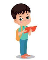 cute boy with book in hand vector