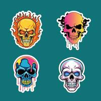 Set of four Skull Stickers, For Fiery Designs vector