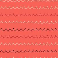 Vector pattern of wavy lines on a coral background.