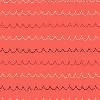 Vector pattern of wavy lines on a coral background.