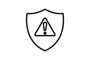 Security alert icon. Shield with exclamation mark. icon related to Warning, notification. suitable for web site, app, user interfaces, printable etc. Line icon style. Simple vector design editable