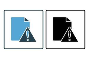 Document error icon. document with exclamation mark. icon related to Warning, notification. suitable for web site, app, user interfaces, printable etc. Solid icon style. Simple vector design editable