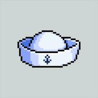 Pixel art illustration sailor hat. Pixelated sailor hat. Ocean sailor hat icon pixelated for the pixel art game and icon for website and video game. old school retro. vector