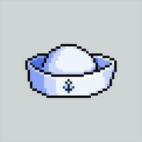 píxel Arte ilustración marinero sombrero. pixelado marinero sombrero. Oceano marinero sombrero icono pixelado para el píxel Arte juego y icono para sitio web y vídeo juego. antiguo colegio retro vector