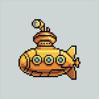 Pixel art illustration submarine. Pixelated submarine. Ocean submarine icon pixelated for the pixel art game and icon for website and video game. old school retro. vector