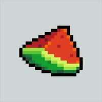 Pixel art illustration Watermelon. Pixelated watermelon. Slice of summer watermelon icon pixelated for the pixel art game and icon for website and video game. old school retro. vector