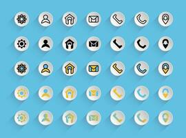 Linear, Glyph, Flat and Line, Flat, Gradient Contact and Web Icons Set vector