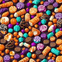 Halloween Candy Delight Sweet Pumpkin Treats. Ai generated content photo