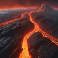 Ai generated content. Inferno Unleashed The Fiery Power of a Volcanic Eruption photo