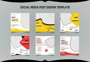 Medical Doctor Social Media Post template set vector