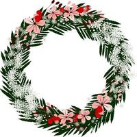 Winter wreath with snowflake and flower frame vector