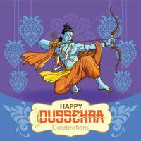 Ram Aiming with bow and arrow in Dussehra Greetings vector