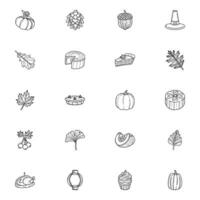 Collection of autumns line art icon vector