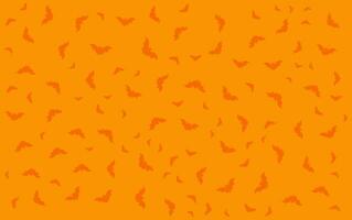 Vector Seamless Pattern of Flying Bats Silhouettes on a Orange Background