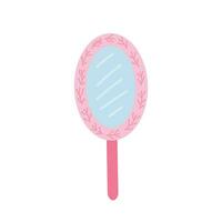 Flat style pink mirror with handle vector