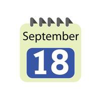 septiembre 18 diario calendario icono vector