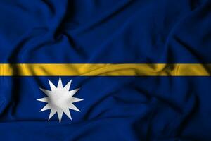 selective focus of nauru flag, with waving fabric texture. 3d illustration photo