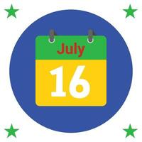 16 de julio diario calendario icono vector