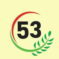 circle leaf 53 number icon vector