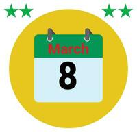 marzo 8 diario calendario icono vector