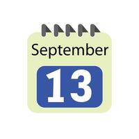 September 13 daily Calendar Icon vector