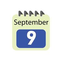 September 9 daily Calendar Icon vector