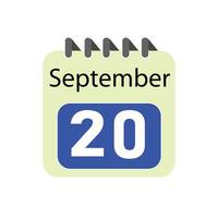 September 20 daily Calendar Icon vector