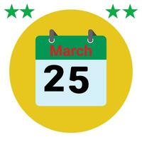 March 25 daily Calendar Icon vector