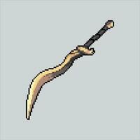 píxel Arte ilustración espada. pixelado clásico espada. Caballero clásico espada icono pixelado para el píxel Arte juego y icono para sitio web y vídeo juego. antiguo colegio retro vector