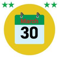 March 30 daily Calendar Icon vector