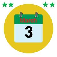 March 3 daily Calendar Icon vector