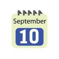 September 10 daily Calendar Icon vector