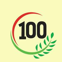 circle leaf 100 number logo vector