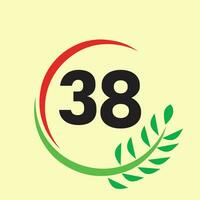 circle leaf 38 number logo vector