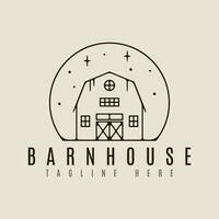 barn house line art logo vector with emblem  illustration template design.