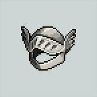 Pixel art illustration knight helmet. Pixelated war helmet. knight medieval helmet icon pixelated for the pixel art game and icon for website and video game. old school retro. vector