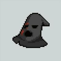 píxel Arte ilustración Siniestro mascarilla. pixelado verdugo mascarilla. Siniestro verdugo máscara icono pixelado para el píxel Arte juego y icono para sitio web y vídeo juego. antiguo colegio retro vector