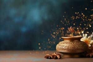 Incense holder diwali background, AI Generated photo