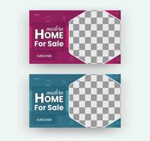 Home sale youtube and thumbnail real estate agency rent or web banner template  video thumbnail template. vector